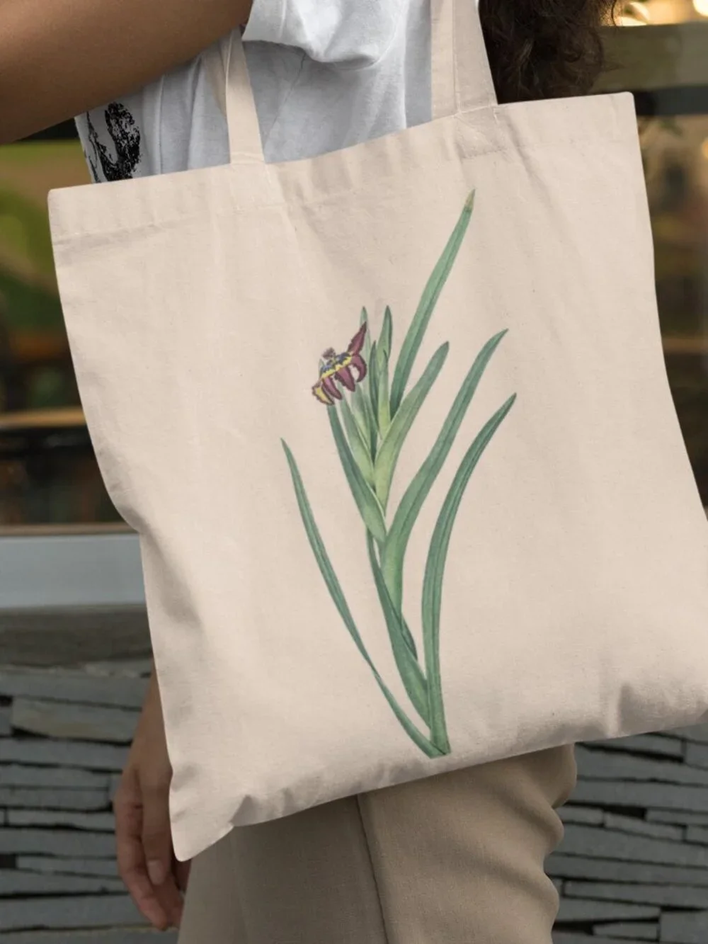 Spider Plant Vintage Floral Print Graphic Canvas Tote Bag